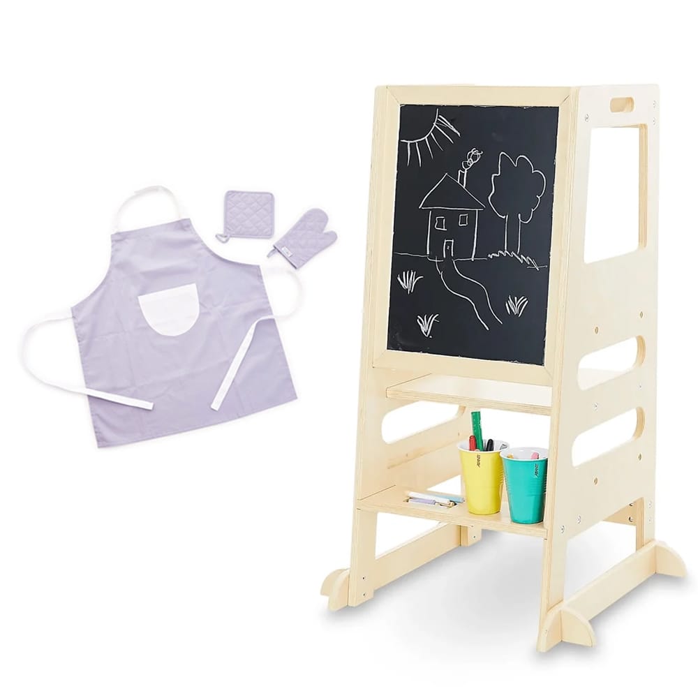 Little Helper Bundle with Learning Tower (Natural) and Apron & Oven Glove Set