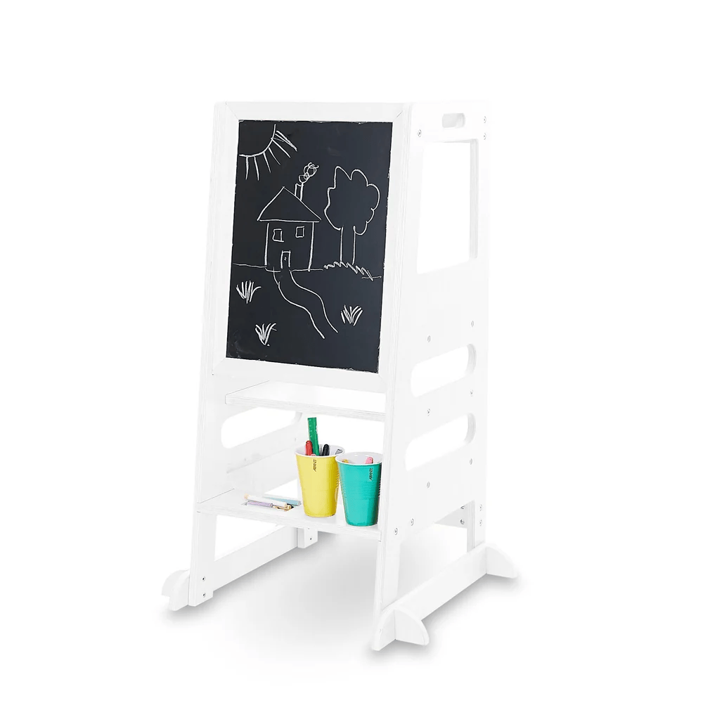 Little Helper Learning Tower (White) with Apron & Oven Glove Set