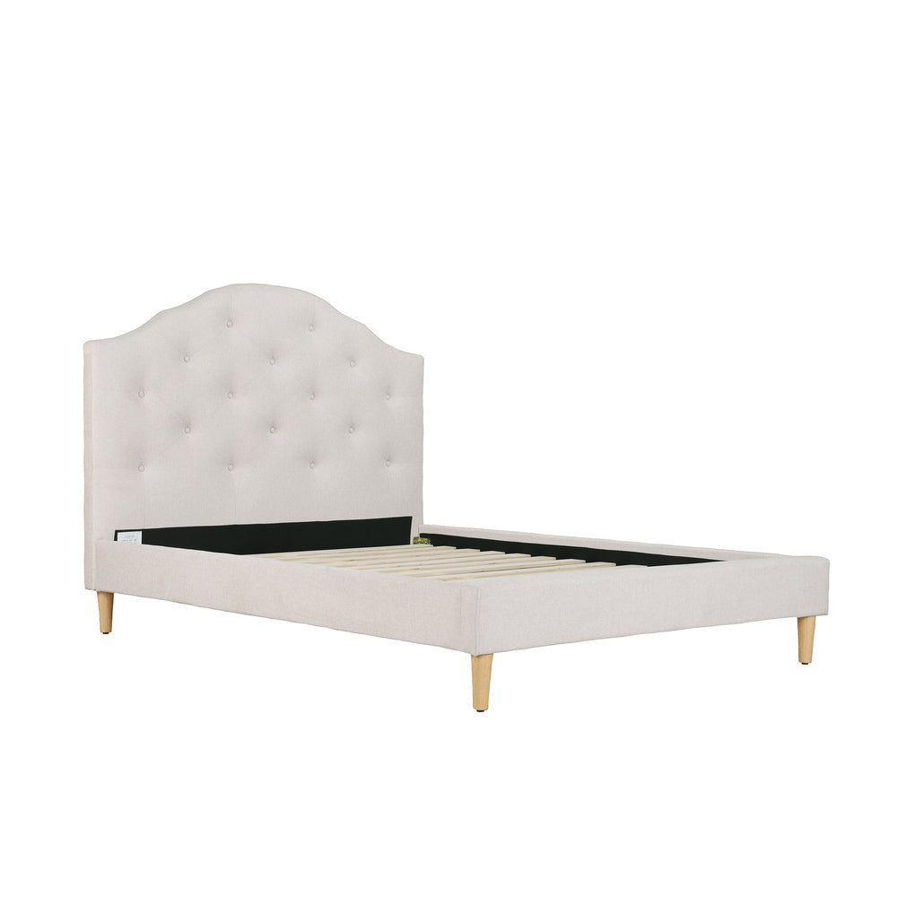 MIA Double Upholstered Bed Fawn - Linen Fabric