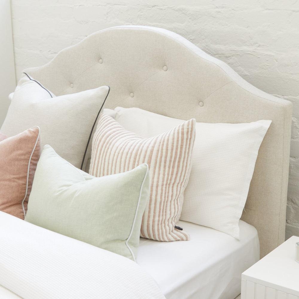 MIA Double Upholstered Bed Fawn - Linen Fabric