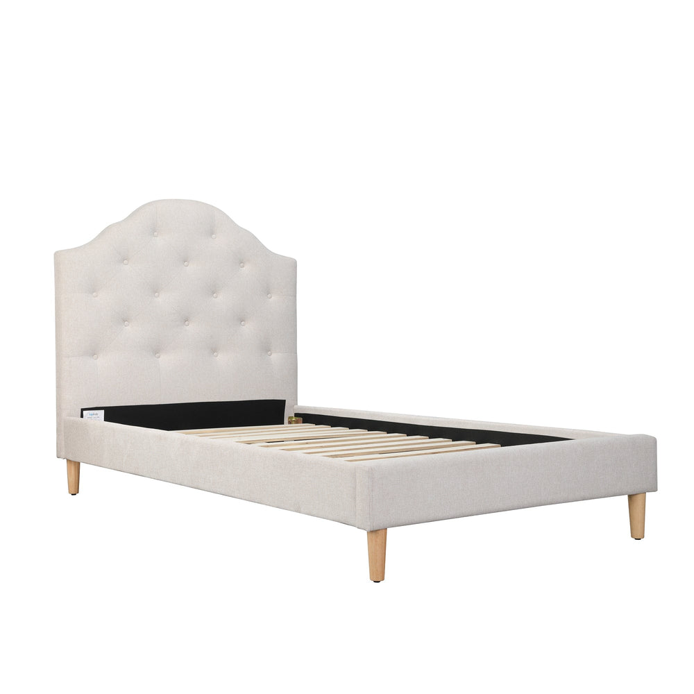 MIA King Single Upholstered Bed Fawn - Linen Fabric
