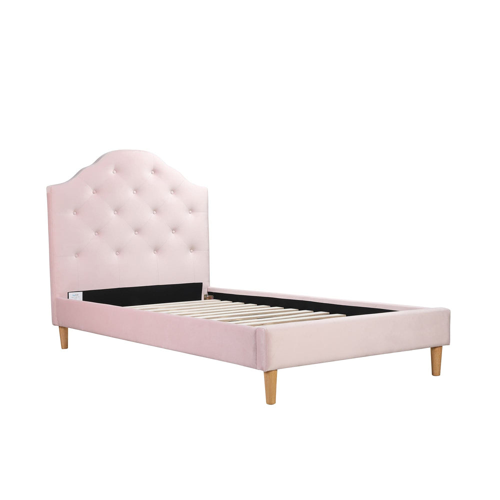 MIA King Single Upholstered Bed Pale Pink - Linen Fabric