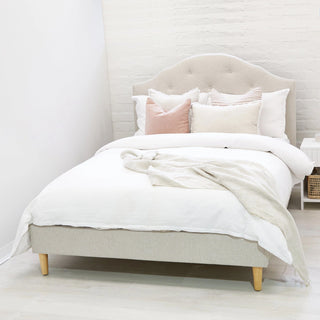 MIA King Single Upholstered Bed Fawn - Linen Fabric