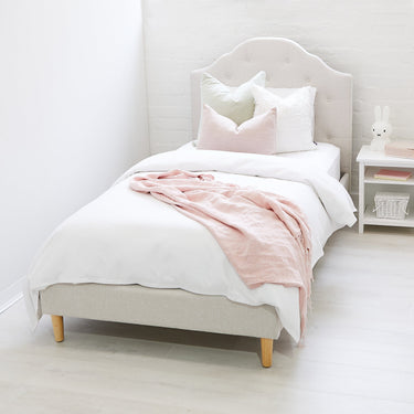 MIA King Single Upholstered Bed Fawn - Linen Fabric