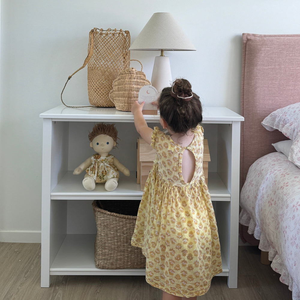 micah bookshelf white