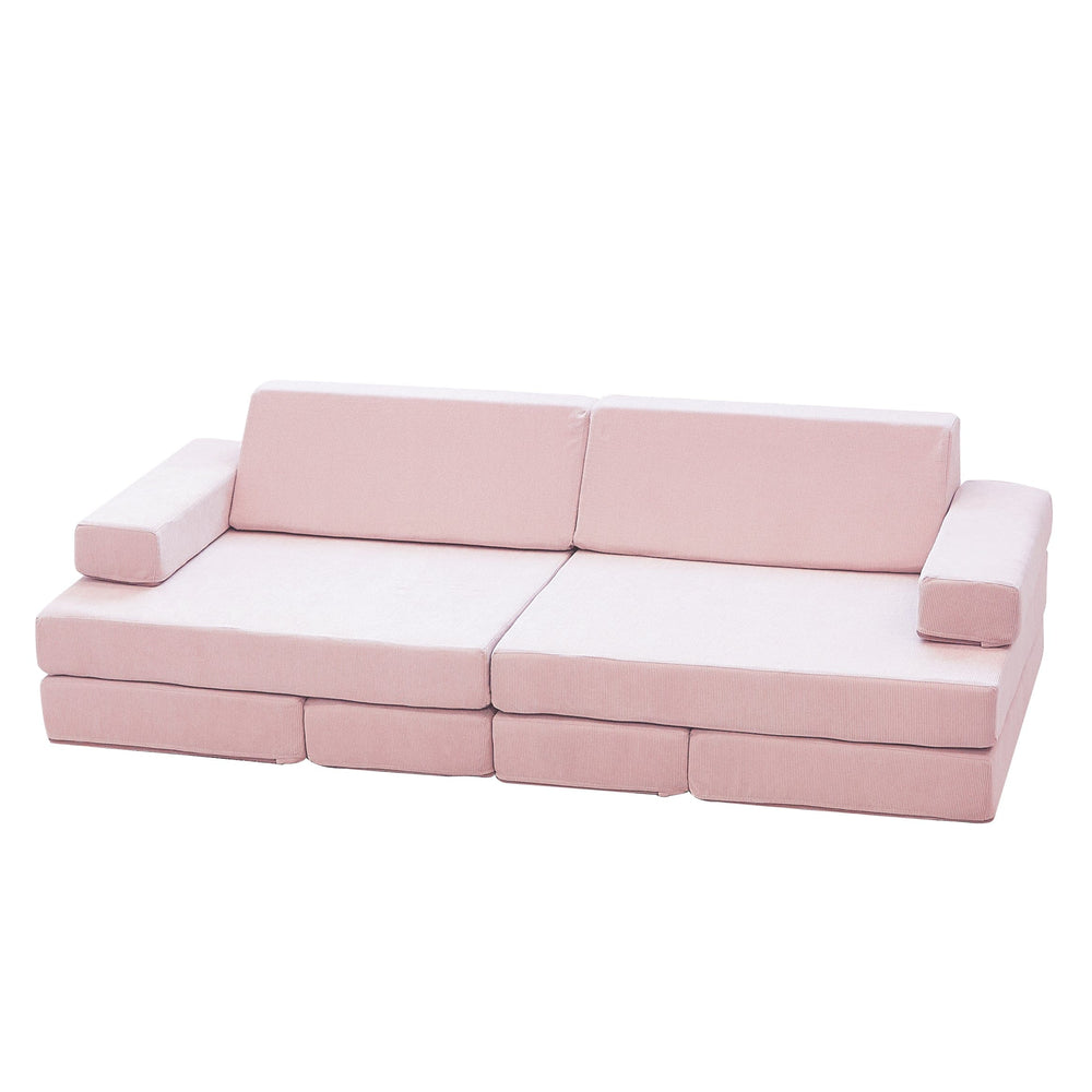 Modular Kids Play Sofa - 12 Piece Set Soft Pink