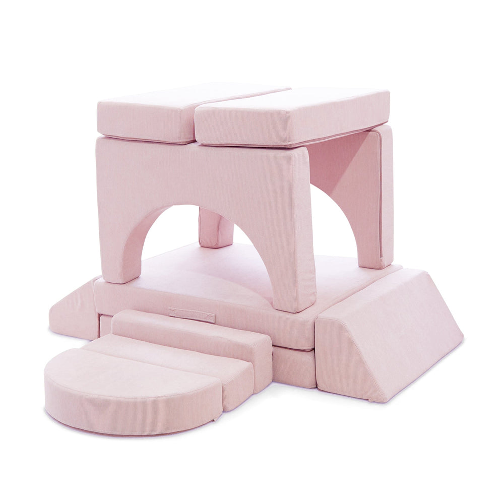 Modular Kids Play Sofa - 12 Piece Set Soft Pink