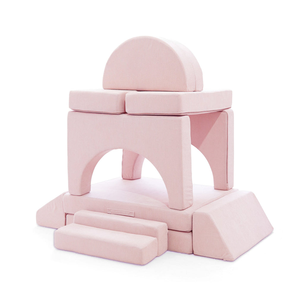 Modular Kids Play Sofa - 12 Piece Set Soft Pink