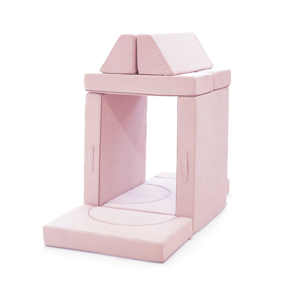 Modular Kids Play Sofa - 12 Piece Set Soft Pink