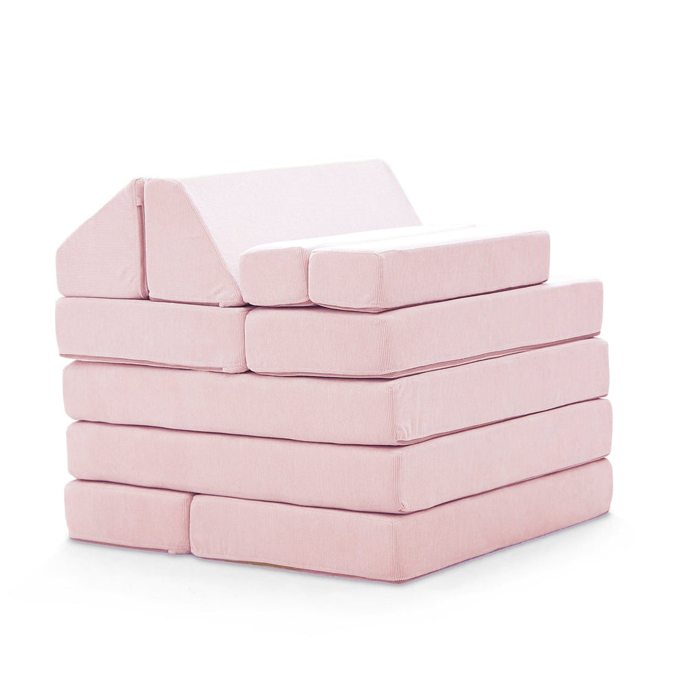 Modular Kids Play Sofa - 12 Piece Set Soft Pink