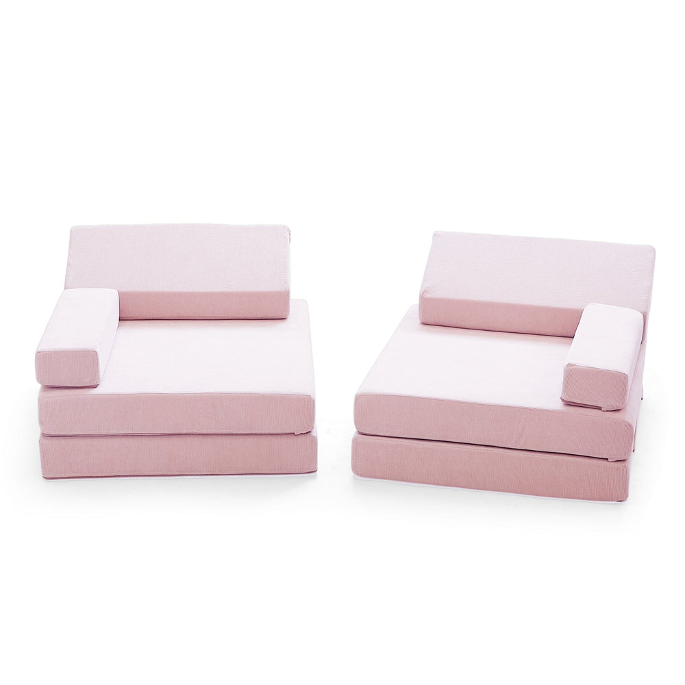 Modular Kids Play Sofa - 12 Piece Set Soft Pink