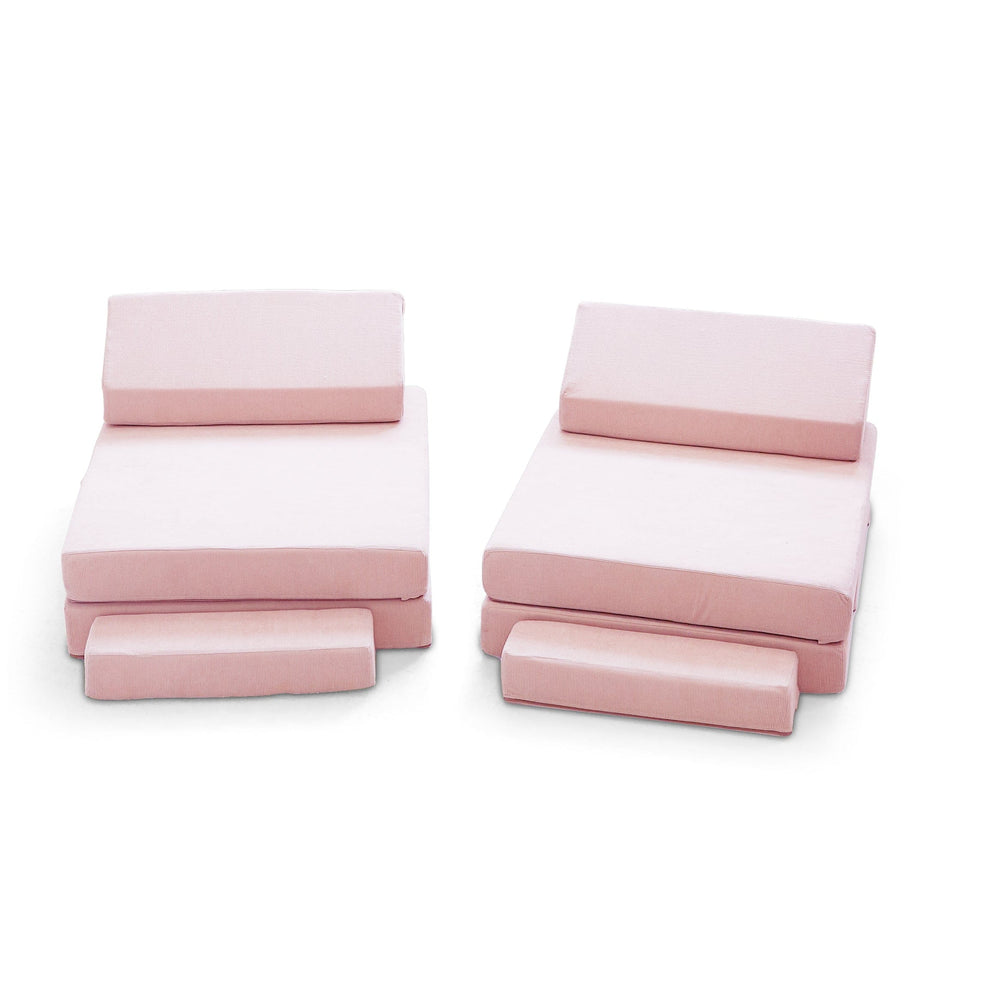 Modular Kids Play Sofa - 12 Piece Set Soft Pink