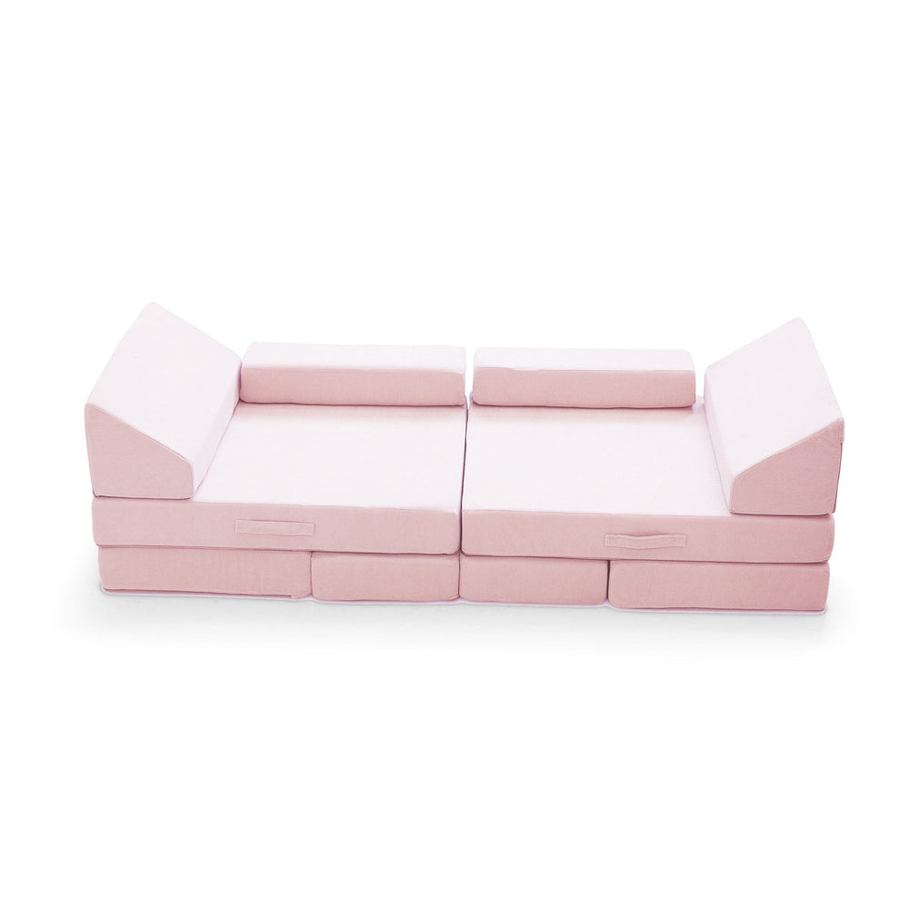 Modular Kids Play Sofa - 12 Piece Set Soft Pink