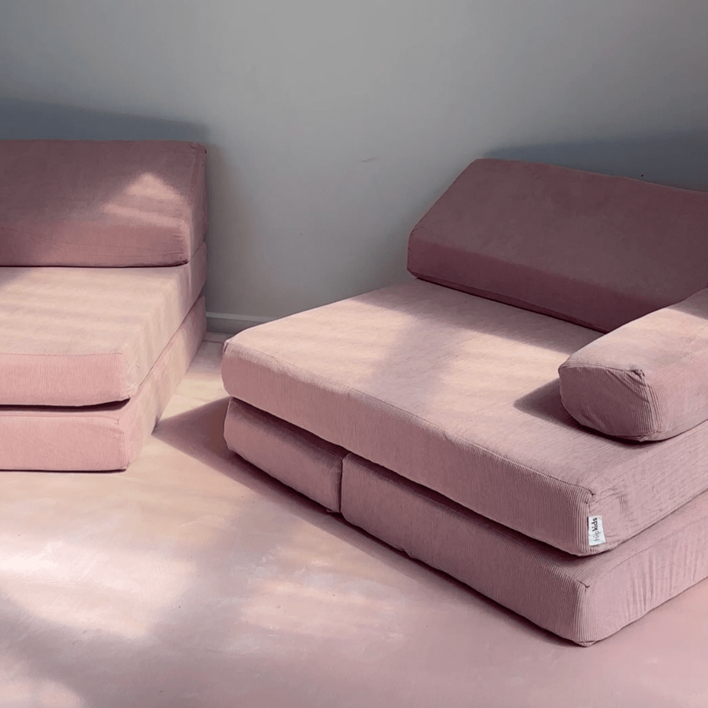 Modular Kids Play Sofa - 12 Piece Set Soft Pink