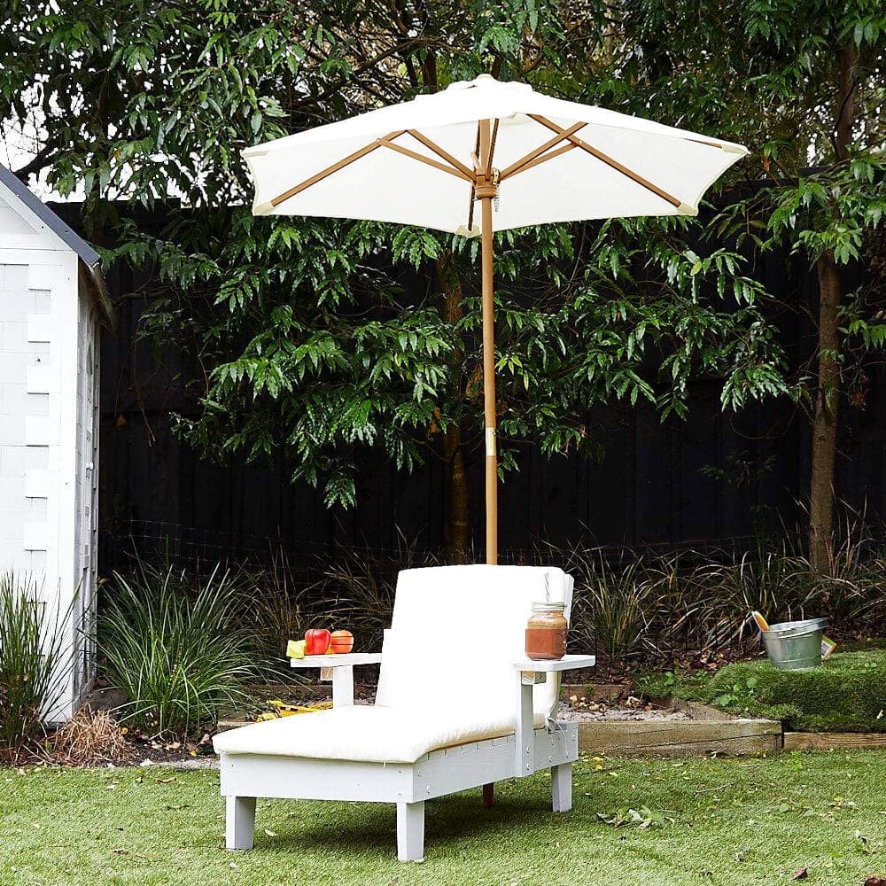 Buy Outdoor Kids Wooden Sun Lounge Chair w/ Umbrella HipKids Online