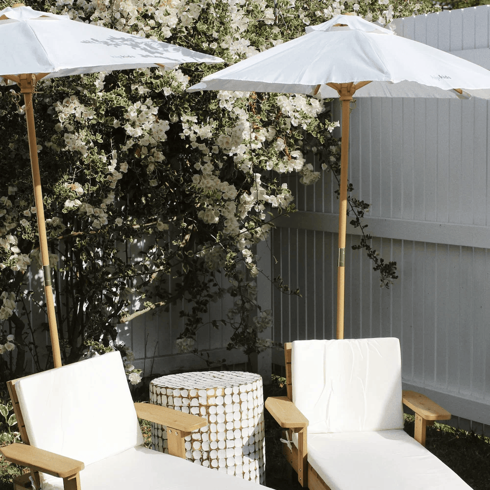 Outdoor Kids Sun Lounge Chair with Umbrella White