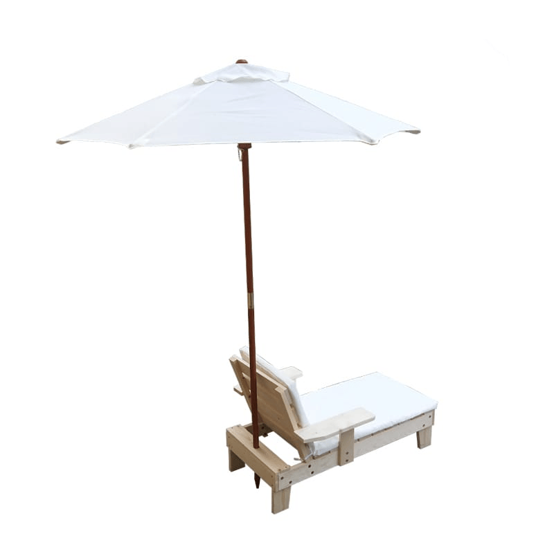 Outdoor Kids Sun Lounge Chair with Umbrella White