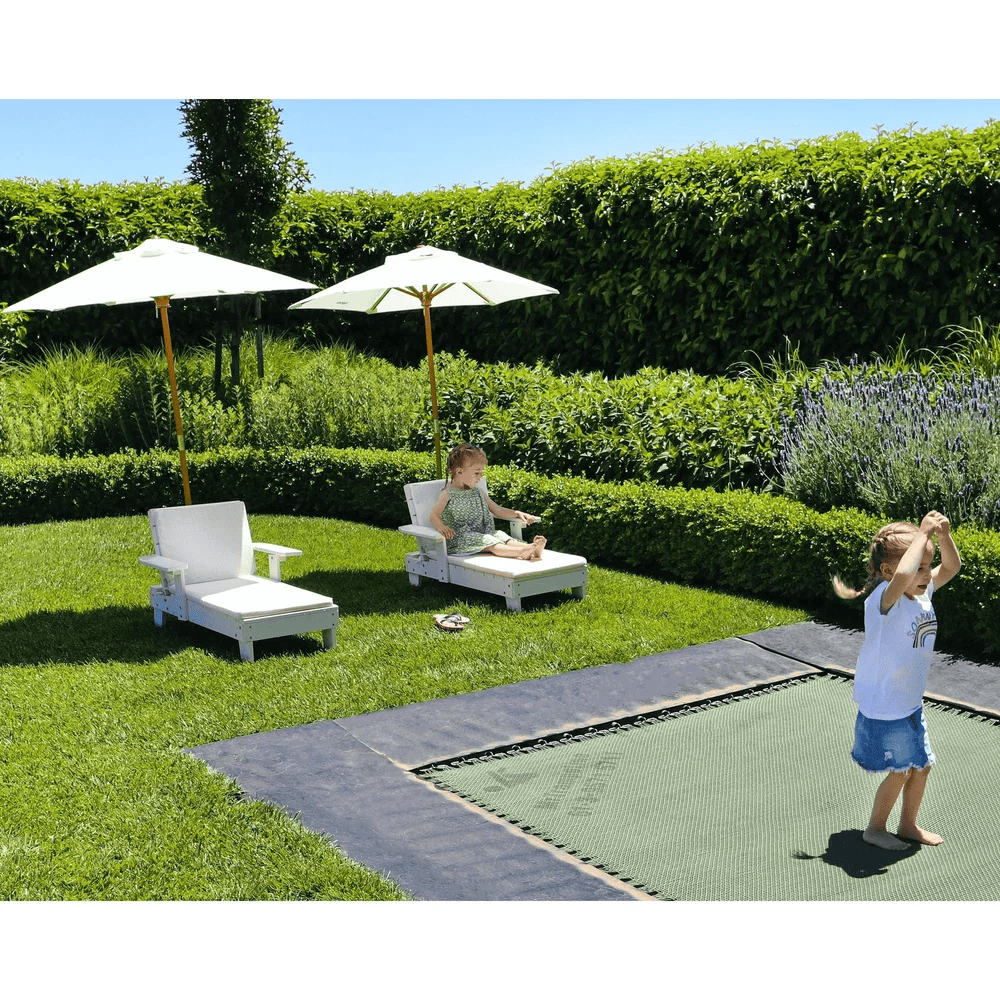 Outdoor Kids Sun Lounge Chair with Umbrella White