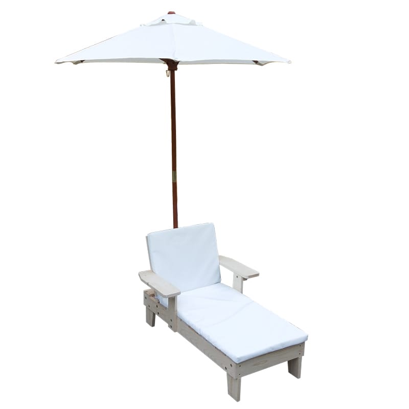 Outdoor Kids Sun Lounge Chair with Umbrella White - Preorder