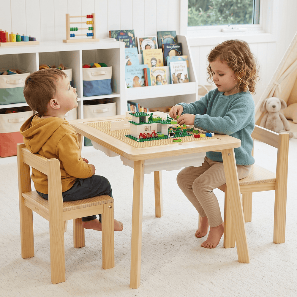 Quinn Lego Table & 2 Chair Set Natural