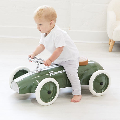 Ride On Steel Racer Push Car Olive