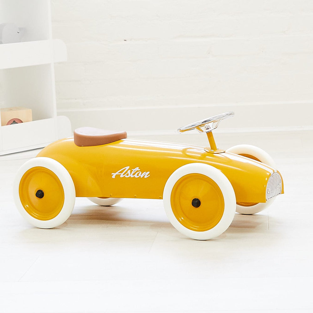 Ride On Steel Racer Push Car Mustard