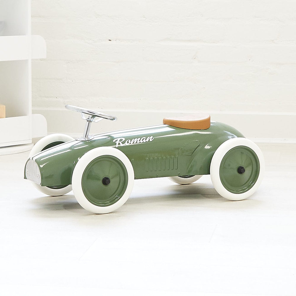 Ride On Steel Racer Push Car Olive