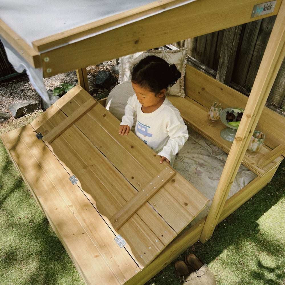 Sand Pit with Adjustable Canopy & Bench Seating - Preorder