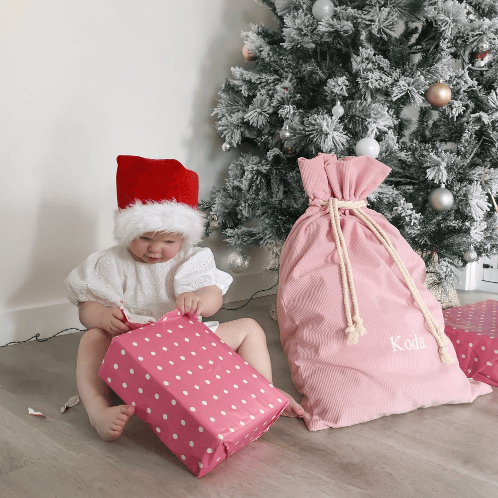 Santa Sack & Biscuit the Bear with Ivory Sweater Bundle Blush Pink