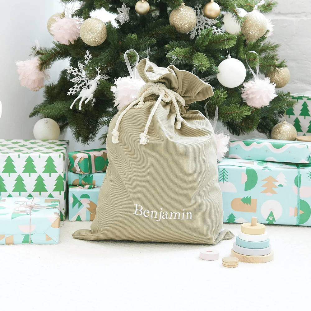 Santa Sack & Biscuit the Bear with Ivory Sweater Bundle Bay Leaf