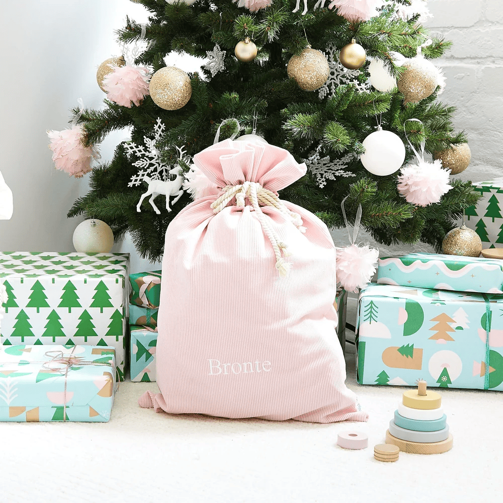 Santa Sack & Biscuit the Bear with Ivory Sweater Bundle Blush Pink