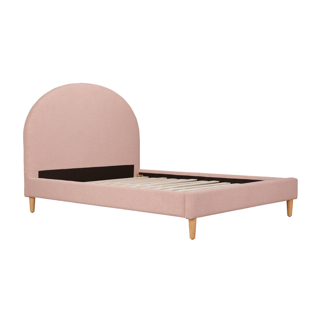 SCOUT Blush Pink Boucle Upholstered Bed Double