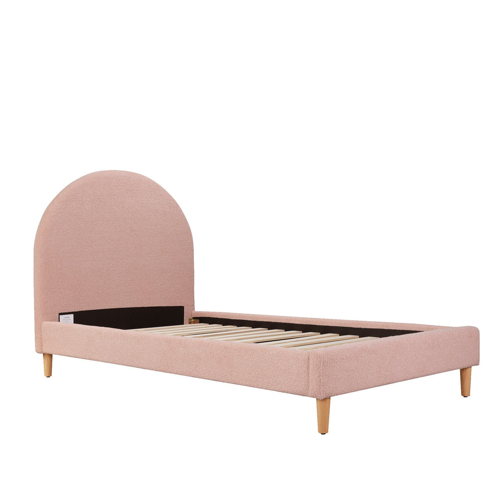 SCOUT Blush Pink Boucle Upholstered Bed King Single
