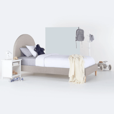 SCOUT - SINGLE Storm Grey Bed w/ Piping