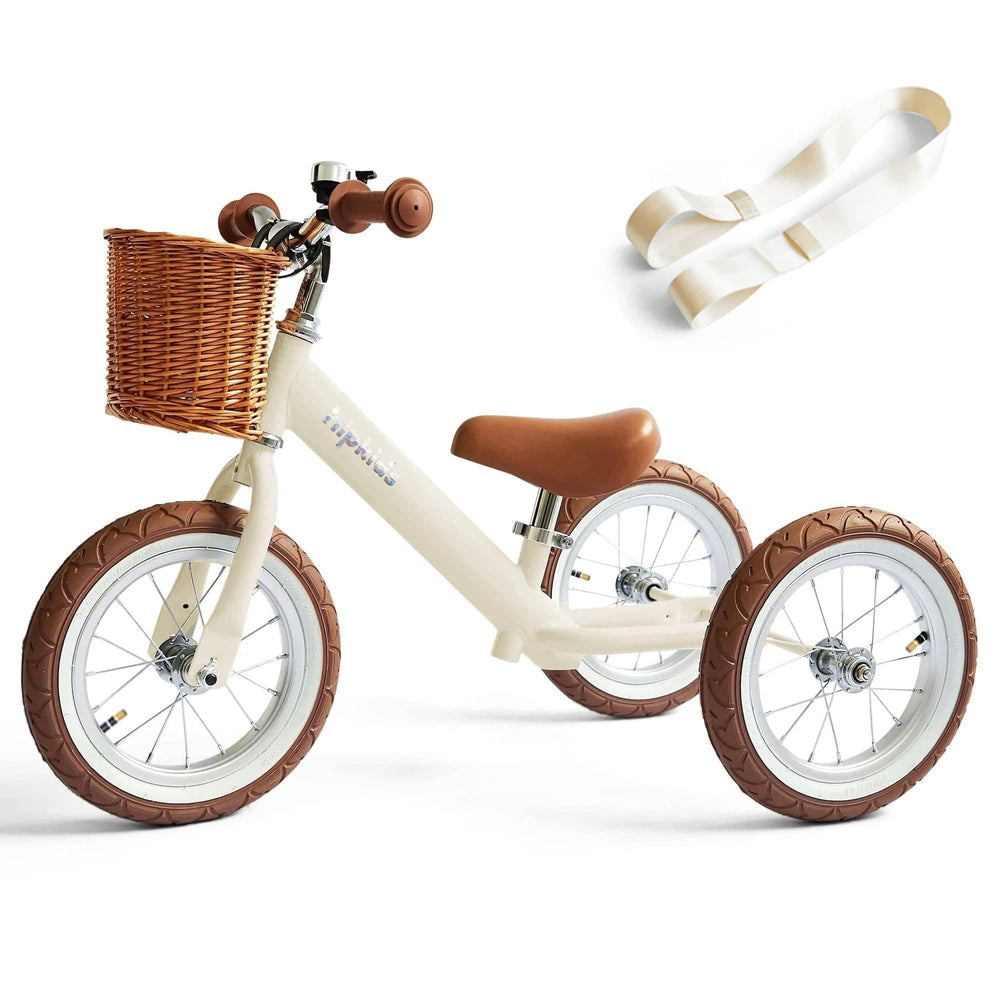 Steel 2 in 1 Trike with Carry Strap Bundle Vintage White