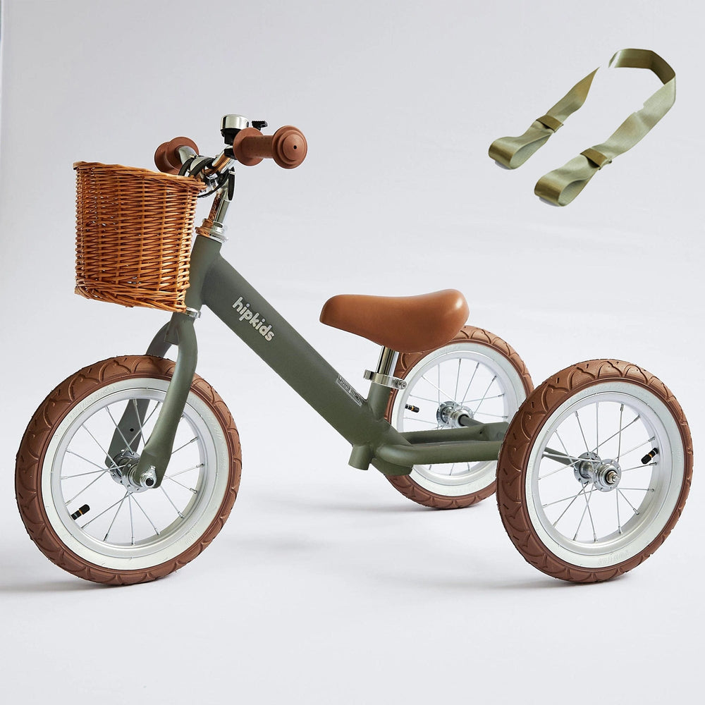Steel 2 in 1 Trike with Carry Strap Bundle Olive