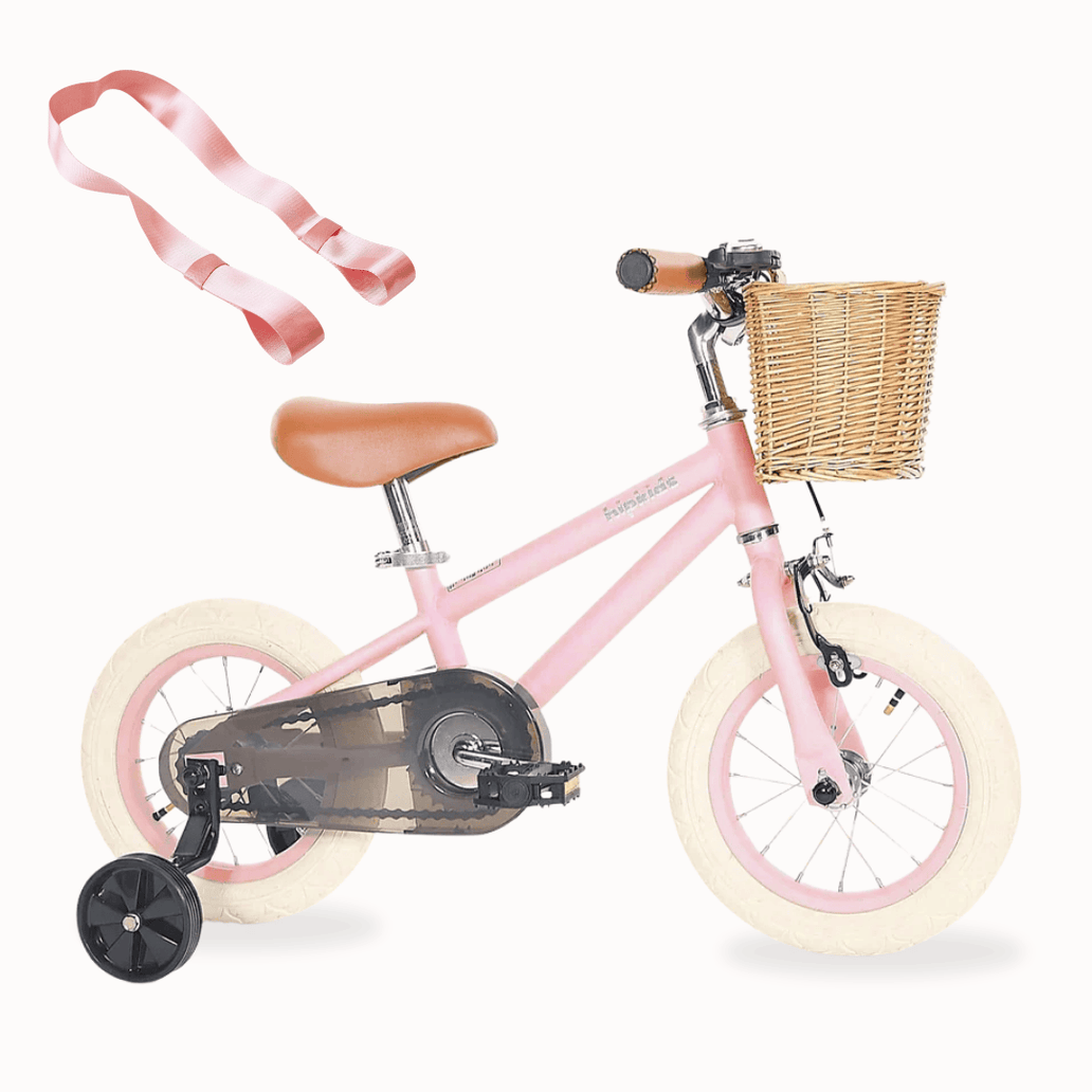 Steel Pedal Bike with Carry Strap Bundle Blush Pink
