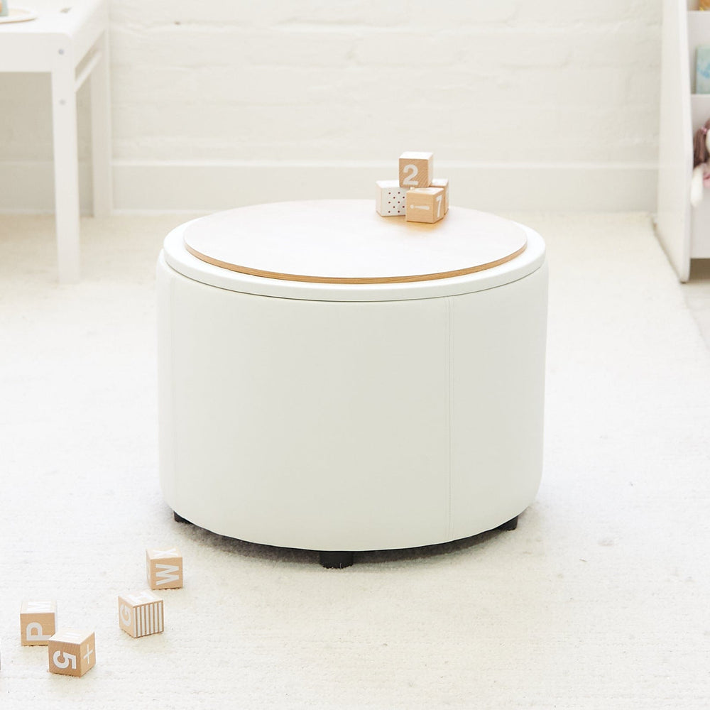Store & Play Toy Box / Bedside Table Ivory PVC