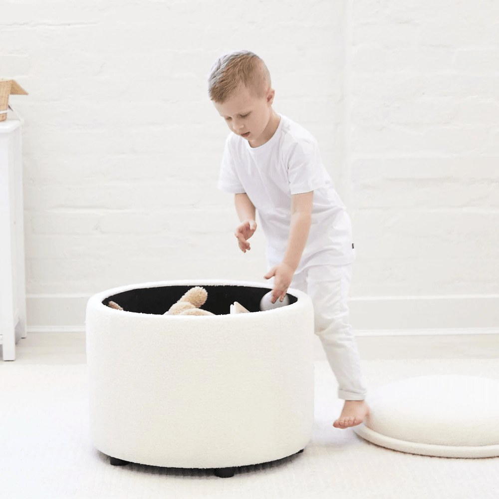 Store & Play Toy Box / Bedside Table Ivory Boucle