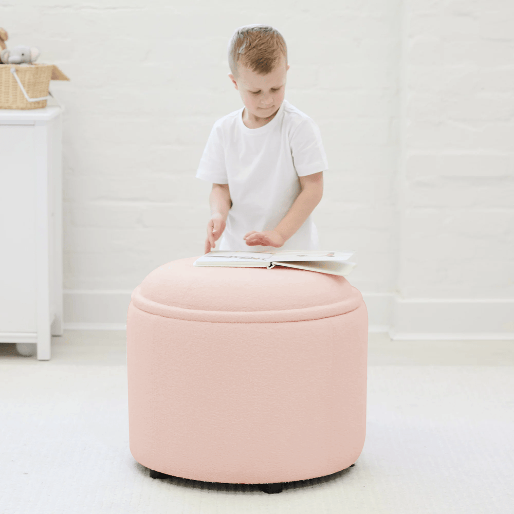 Store & Play Toy Box / Bedside Table Blush Pink Boucle