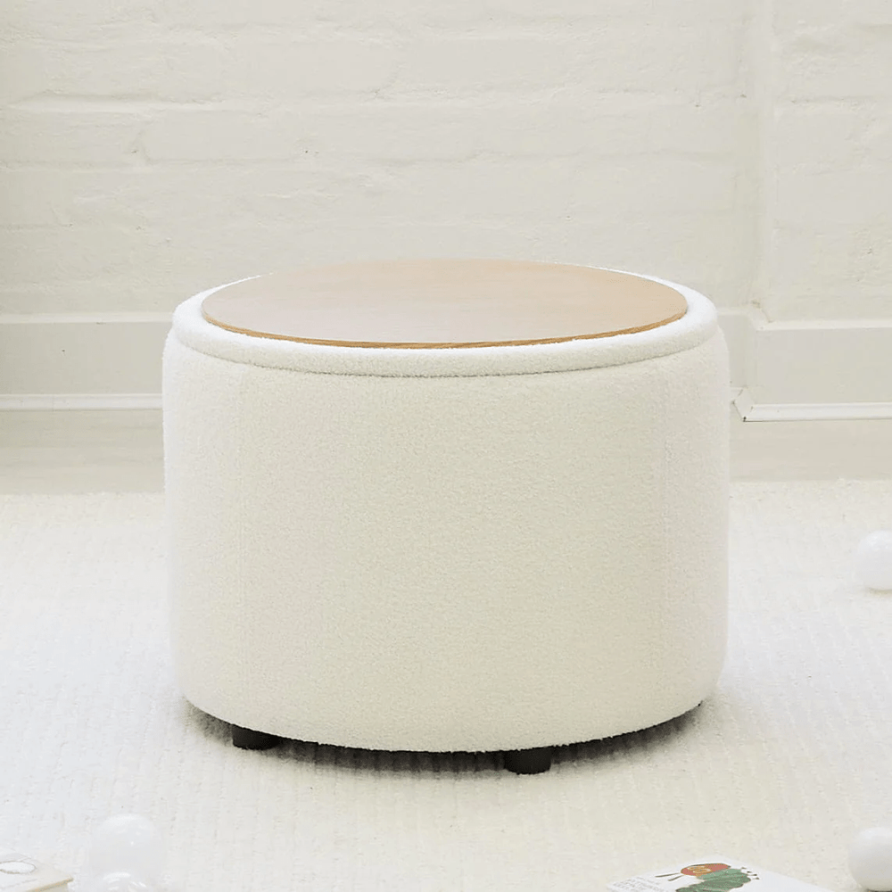 Store & Play Toy Box / Bedside Table Ivory Boucle