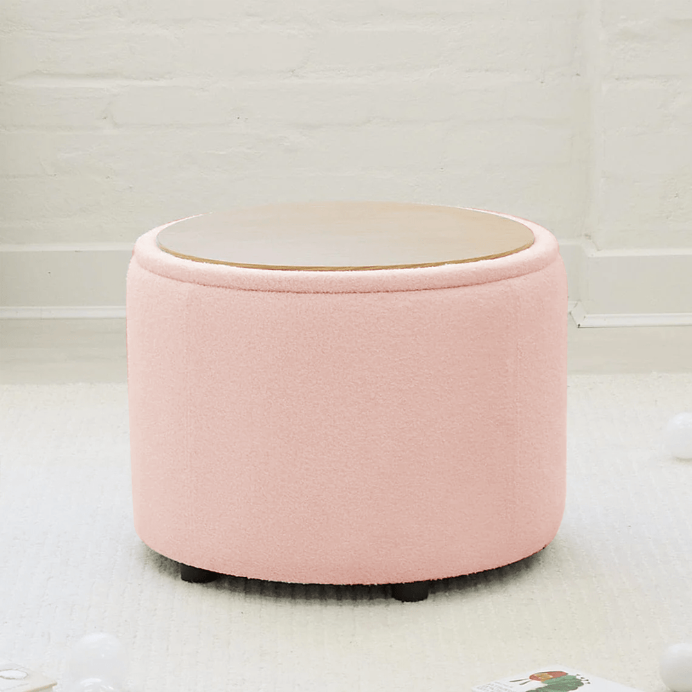 Store & Play Toy Box / Bedside Table Blush Pink Boucle