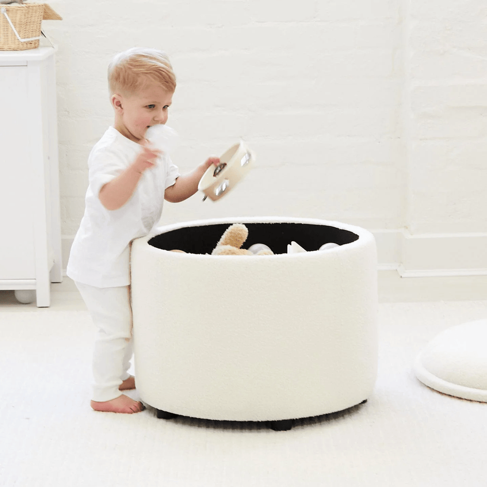 Store & Play Toy Box / Bedside Table Ivory Boucle