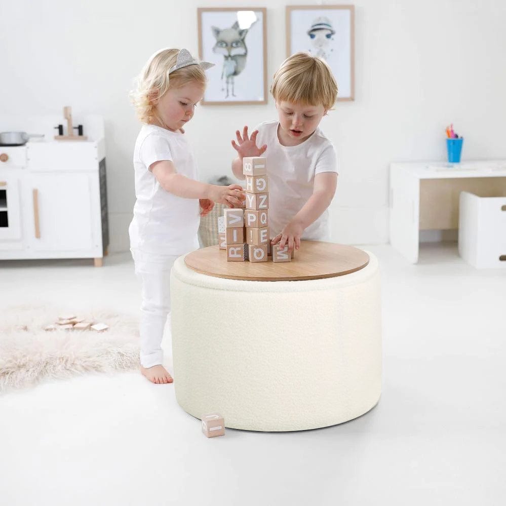 Store & Play Toy Box / Bedside Table Ivory Boucle