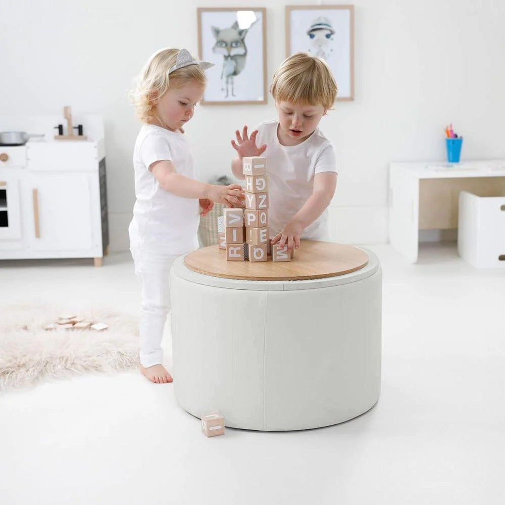 Store & Play Toy Box / Bedside Table Ivory PVC
