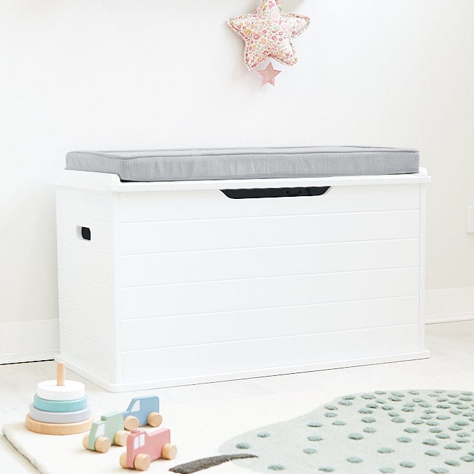 Taylor Toy Box w/ Corduroy Cushion Silver Mist