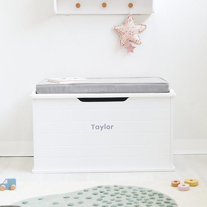 Taylor Toy Box w/ Corduroy Cushion Silver Mist