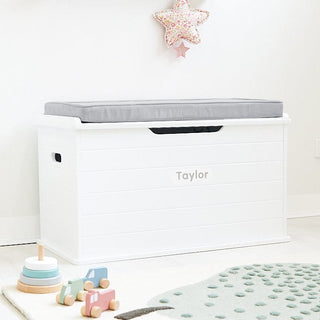 Taylor Toy Box w/ Corduroy Cushion Silver Mist