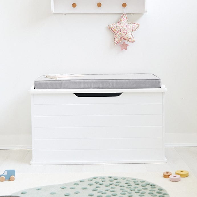Taylor Toy Box w/ Corduroy Cushion Silver Mist