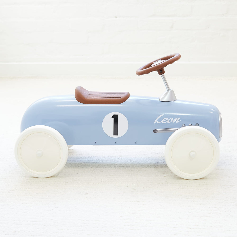 Vintage Ride-on Steel Racer Car Dusty Blue
